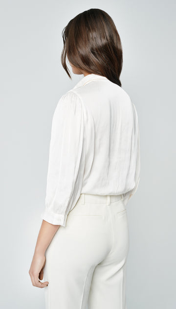 CLOTH AND STONE Textured Shirred Neck Top